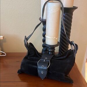 Donald J. Pliner Classic Black Buckle Shoulder Bag